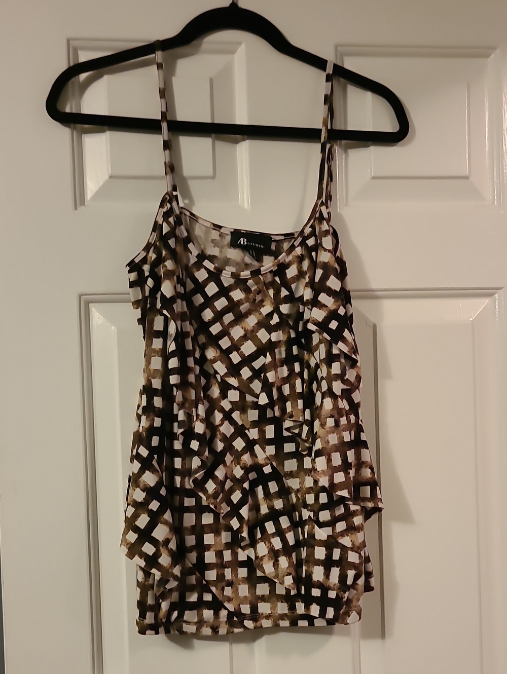 AB Studio Brown Black White Geometric Print Cami Tank Top - Size L